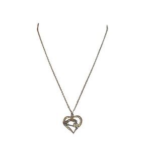 Silver Tone Diamond Heart Mother Child Holding Hands Pendant Adjustable Necklace